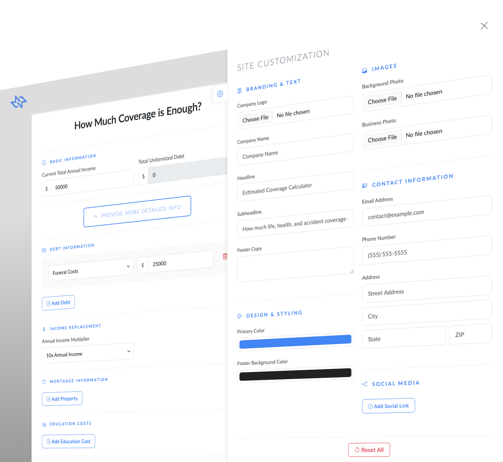 Insurance Calculator Interface
