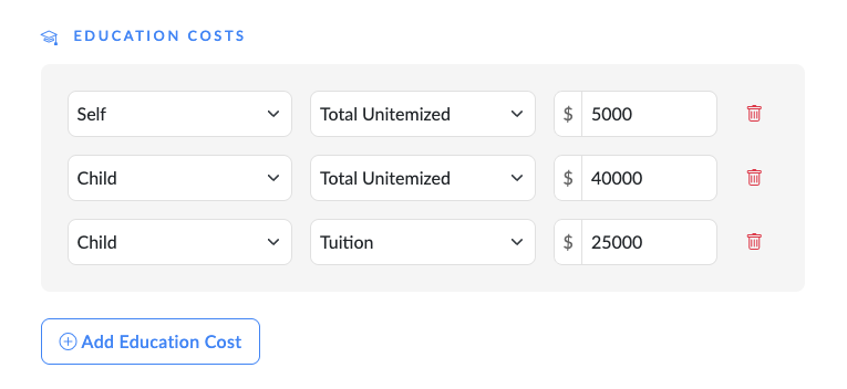 Education Calculator Interface